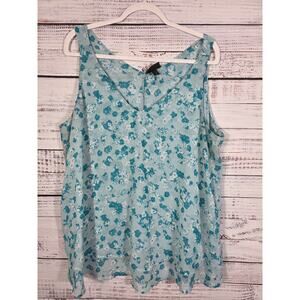 Lane Bryant Sheer Layered Flowy Tank Teals and Blues Plus Size 22